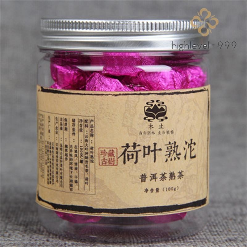 100g China Yunnan Puer Tea Lotus Leaf Pu-erh Tuo Cha Small Canned Pu Er Ripe Tea
