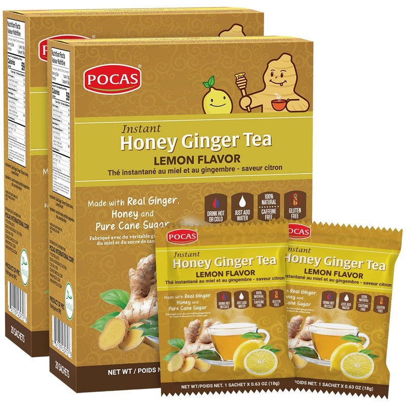 Honey Ginger Tea Instant Tea Powder Packets with Lemon & Ginger Honey Crysta…