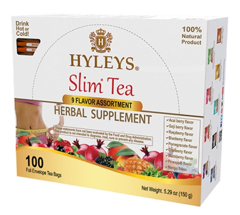 HYLEYS Slim Tea 9 Flavor Assortment 100 Ct – Weight 2 pack