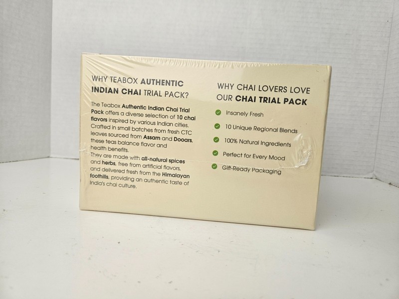 Teabox Authentic Indian Chai Tea Sampler 10 Varieties Sealed New gallery