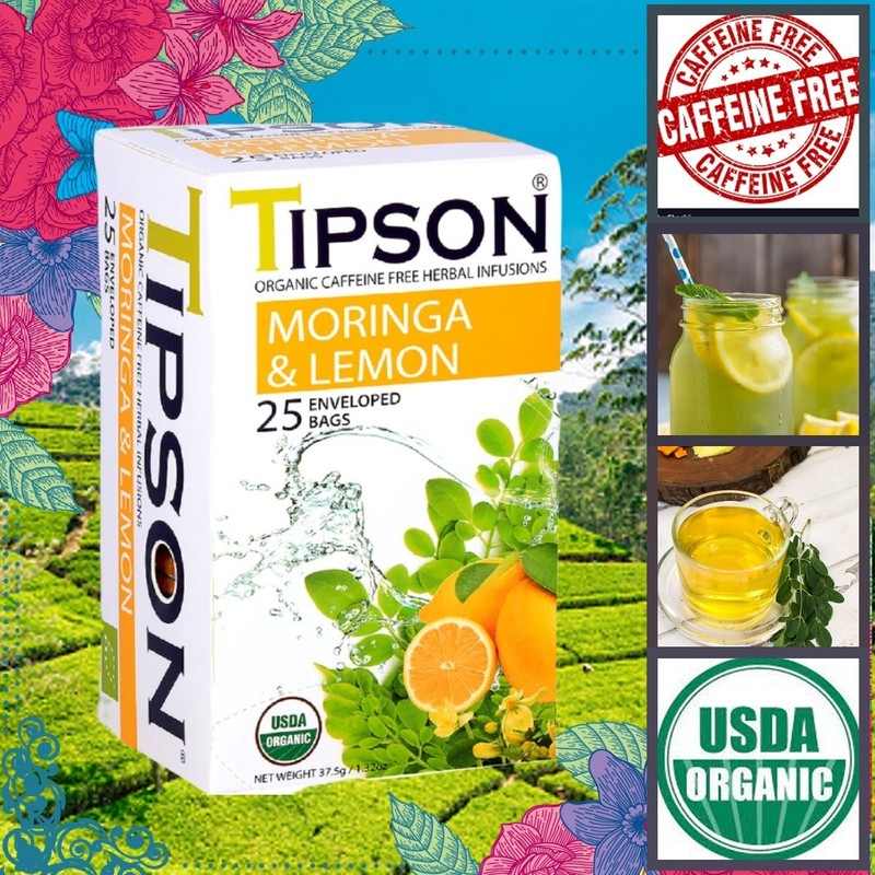 Tipson Moringa & Lemon Tea 100% Natural Organic Pure Caffeine Free Healthy Drink