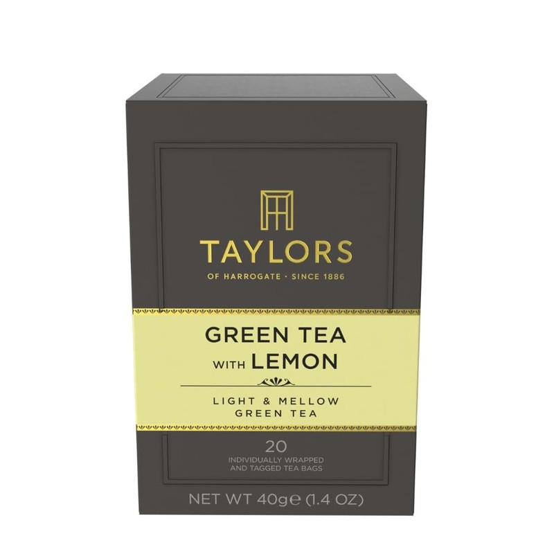 Green Tea with Lemon, Individually Wrapped Bags, 20 Count (Pack of 1), Citrus...