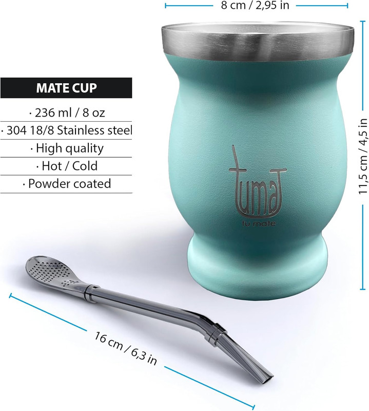 TUMA TU MATE Complete Yerba Mate Kit – Stainless Steel Mate Cup Set, Bombilla (S gallery
