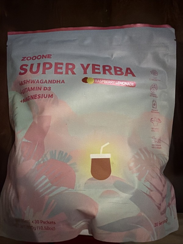 1 PCS Zooone Super Yerba 30 Packets Raspberry Lemonade – Clean Energy & Detox