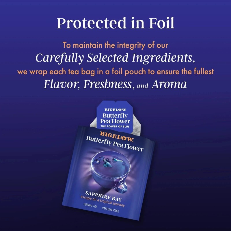 Bigelow Butterfly Pea Flower Sapphire Bay, Herbal Tea, Tea Bags, 18 Count gallery
