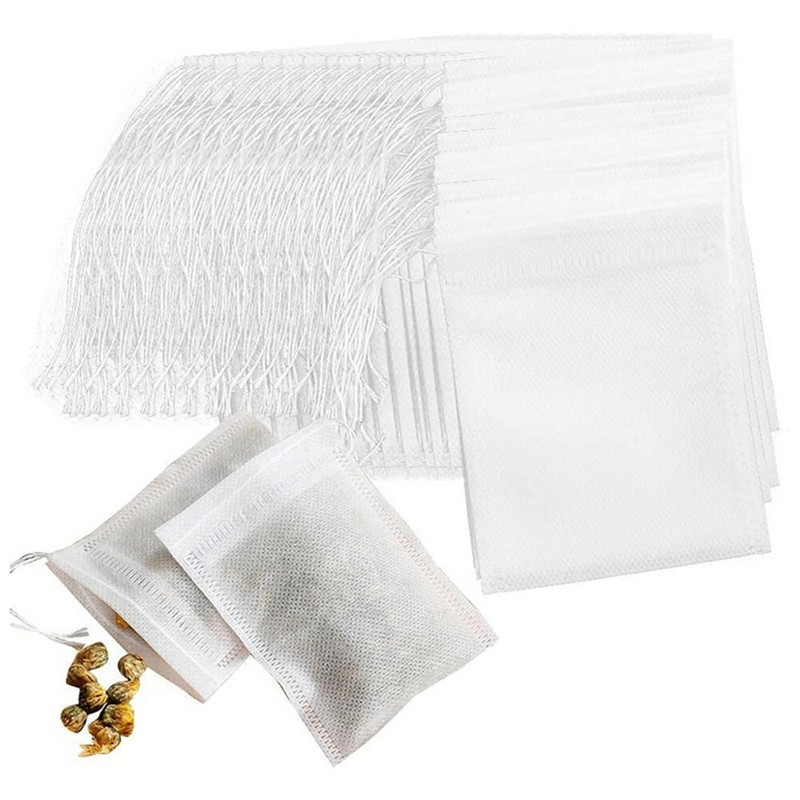 100Pcs Empty Tea Bags Filter Loose Paper Teabags Herb String Seal Heat US gallery
