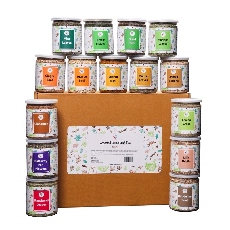 Assorted Loose Leaf Tea | 15 Delightful Herbs | Upto 900 Servings | 100 Raw ... gallery