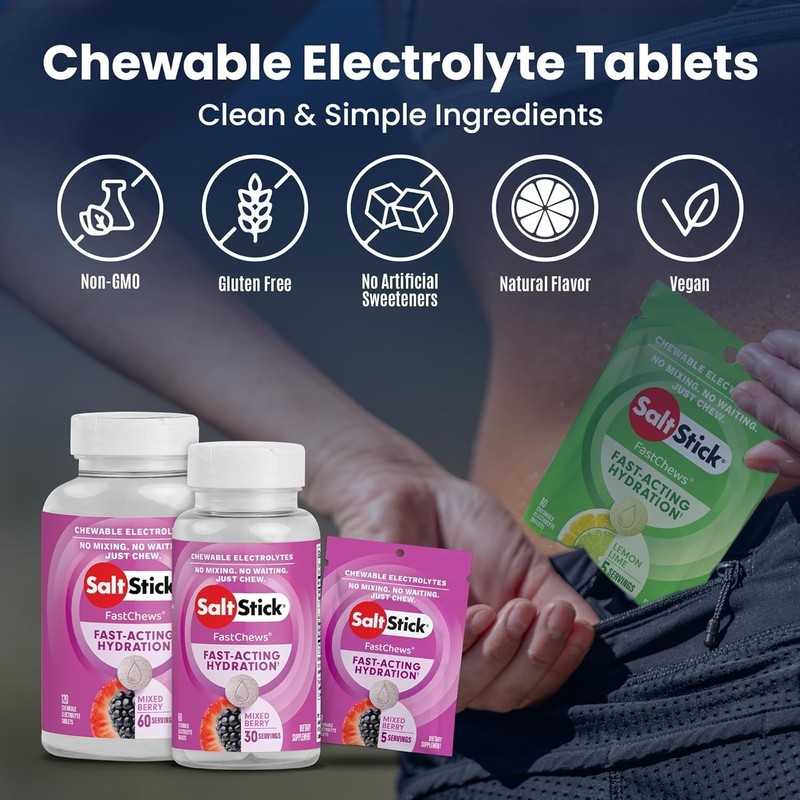 SaltStick Electrolyte FastChews - Mixed Berry Chewable Electrolyte Tablets - ... gallery
