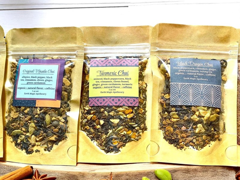 6 Sampler Gift Chai Pack Tea Infuser Organic Spice Chai Blends Masala Handmade gallery