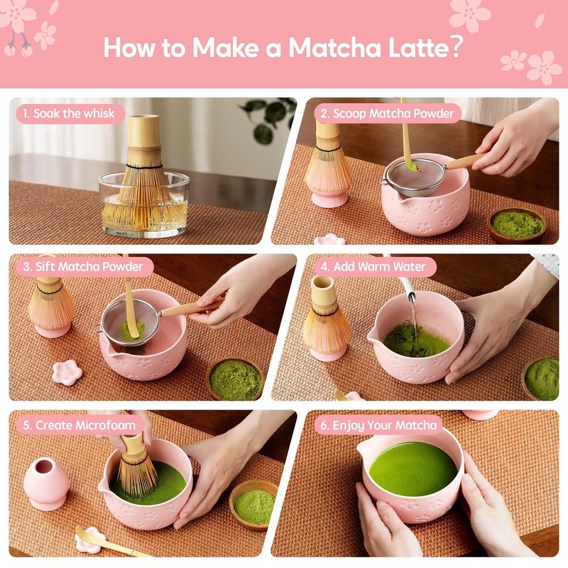 Matcha Whisk Set, Ceramic Matcha Set, 6 Pcs Matcha Kit Includes Matcha Bowl, ... gallery