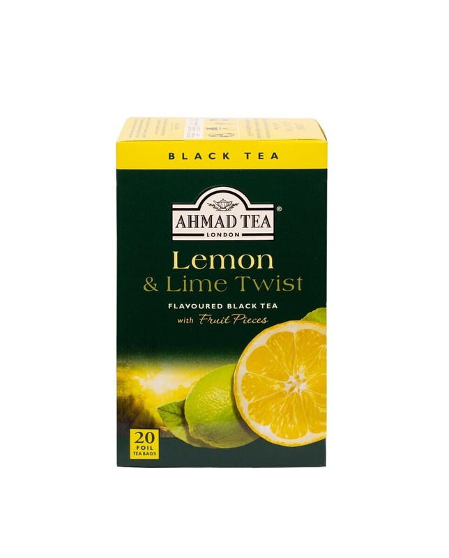 Ahmad Tea Black Tea Flavoured LEMON & LIME TWIST 20 envelopes with a tag