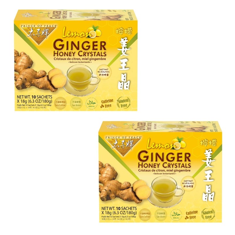 Prince Of Peace Instant Lemon Ginger Honey Crystals 10 Sachets Caffeine Free