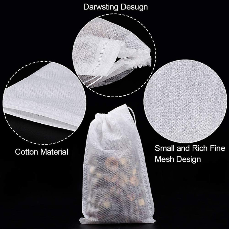 100Pcs Large Tea Bag - Disposable Empty Tea Filter Bags No Mess Mesh Bags with D gallery