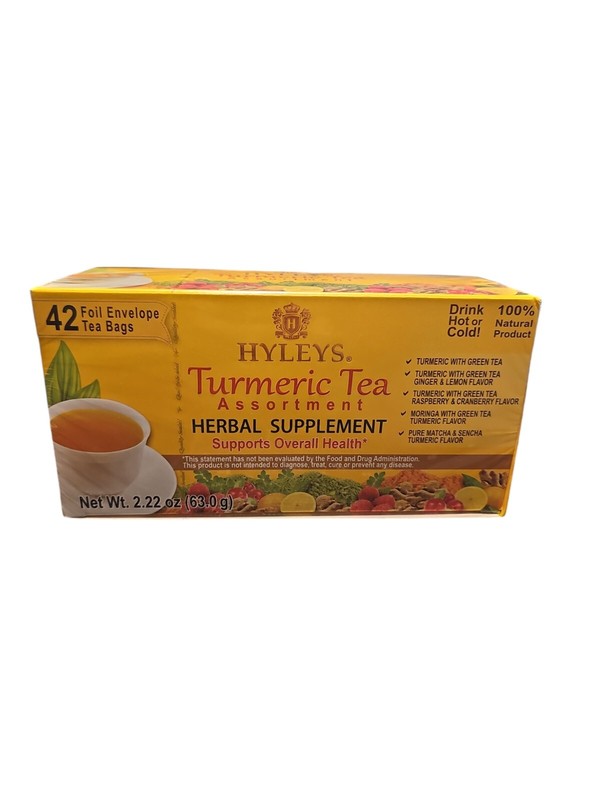 Hyleys Turmeric & Green Tea Assorted Flavors Antioxidant Rich Herbal Tea Bags