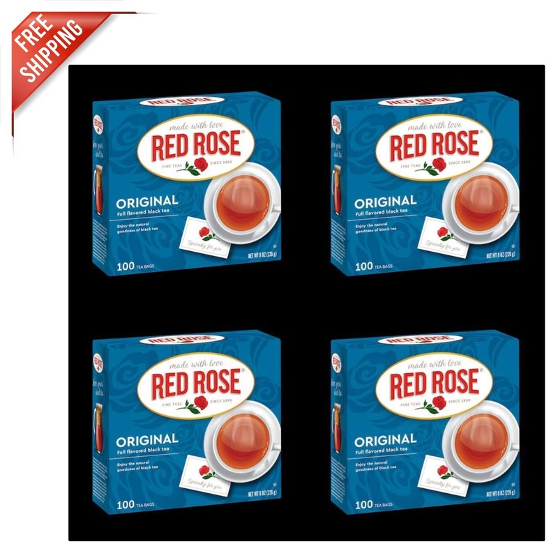 Full Bodied Black Tea Infused with Rose – Perfectly Crafted, 4 Boxes of 100