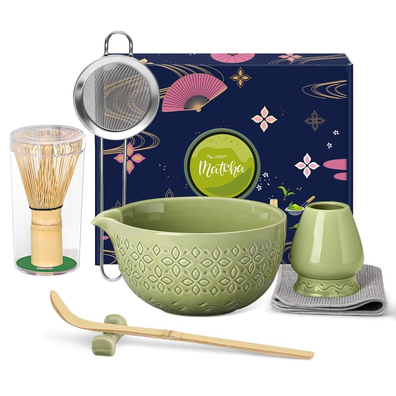Matcha Whisk Set Matcha Kit – 7 Pcs Japanese Tea Set Includes Matcha Bowl wit…