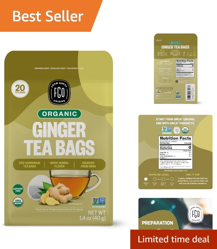 Organic Herbal Ginger Tea – 20 Count Eco-Respectful Bags for Ultimate Relaxation