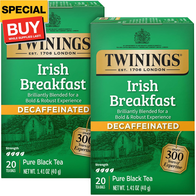 Irish Breakfast Tea, Decaf Tea Bags, Strong and Distinctive Black Decaffeinated