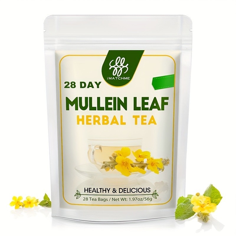Organic Mullein Leaf Tea Bags – 28 Count (Plant-Based Square Tea Bags)
