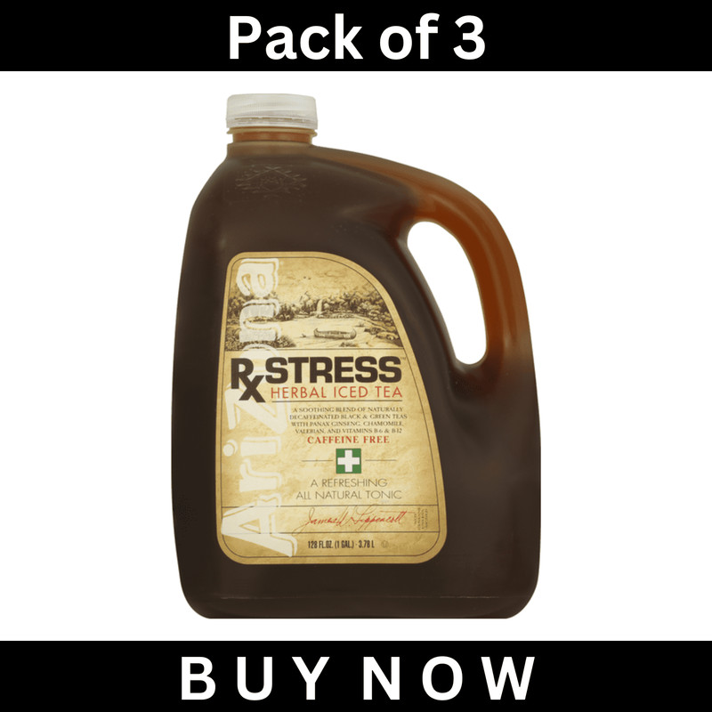 Arizona RX Stress Herbal Iced Tea Caffeine Free 128oz 3 Pack