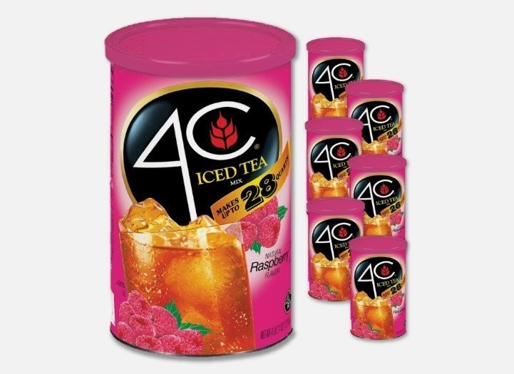 4C Powdered Drink Mix Cannisters, Raspberry Tea, 28 Quarts, Family Sized…