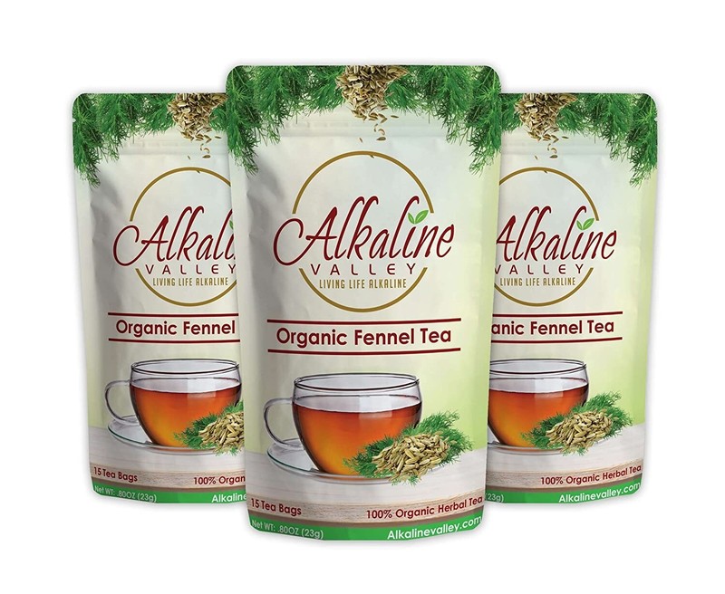 Fennel Tea – 100% Organic and Alkaline – 45 Unbleached/Chemical-Free Fennel Tea