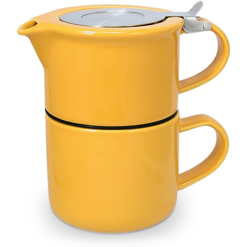 FORLIFE Tea for One with Infuser, 14 ounces, Mandarin Orange, Ceramic