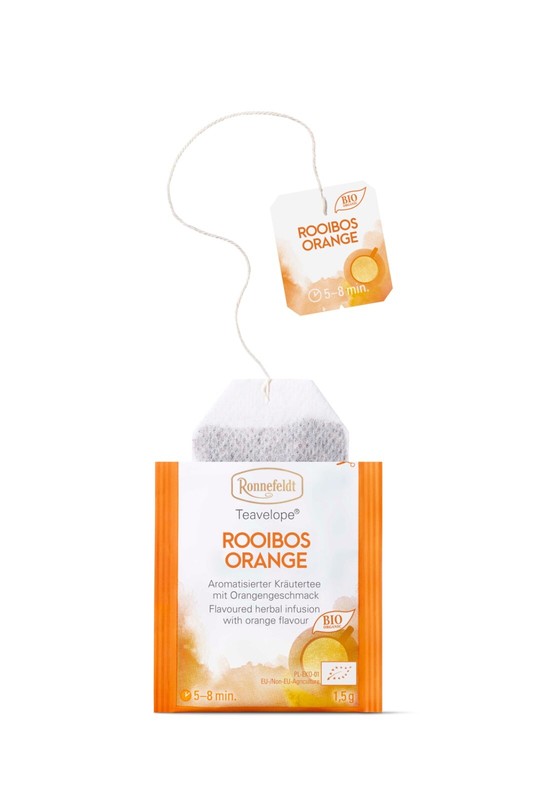 Ronnefeldt Teavelope® ROOIBOS ORANGE. 25 tea bags ORGANIC herbal tea. Decaf gallery