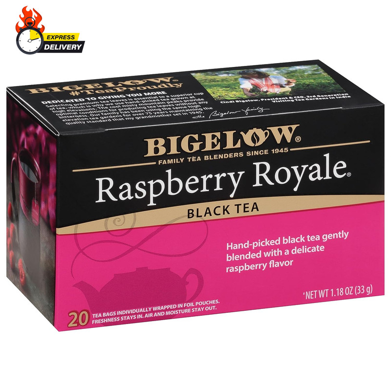 Raspberry Royale Black Tea, Caffeinated Tea with Raspberry, 20 Count Box (Pack o