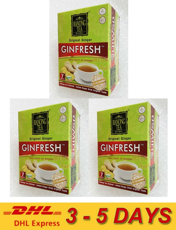 3 x RANONG TEA Ginfresh Instant Ginger Original Real Taste (Aroma) GINFRESH 126g
