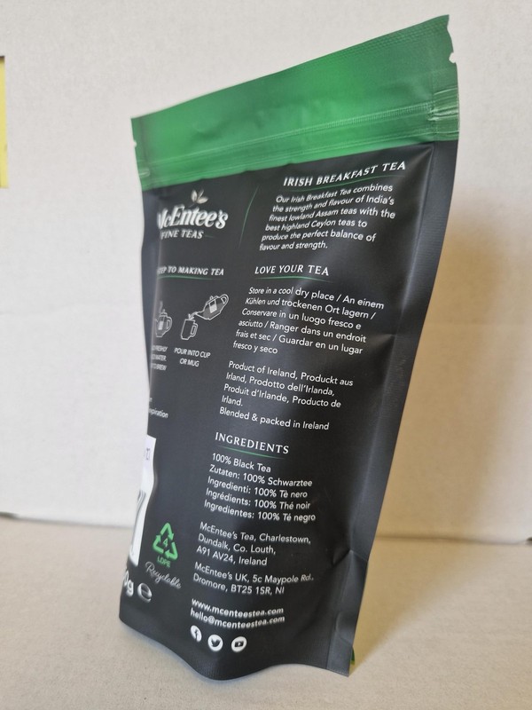 McEntees Irish Breakfast Tea Ceylon Assam Blend Blended In Ireland 250g Bag gallery