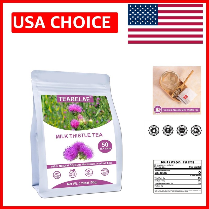 Decaffeinated Milk Thistle Tea – 50 Natural Bags for Relaxation & Wellness