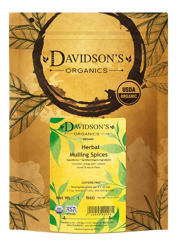 Organic Herbal Mulling Spices Loose Tea Blend Cinnamon Orange Clove 16 oz
