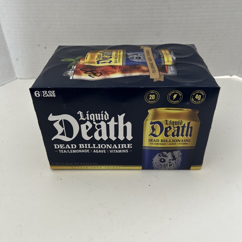 Liquid Death, Dead Billionaire Iced Tea, 6 Pack (12 Oz Cans), Half Lemonade
