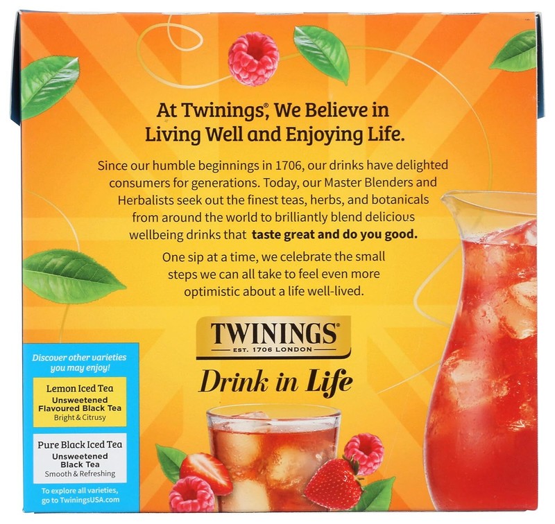 2 Pack - Twinings Strawberry & Raspberry Flavored Iced Tea Bags - 72 Count gallery