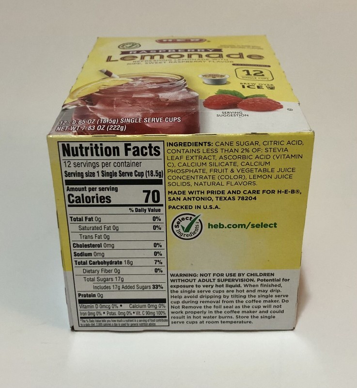 (1) Box HEB K-Cup Pods Raspberry Lemonade 12/Box Keurig 2.0 H-E-B Texas gallery