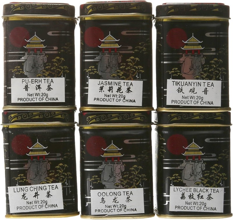 China Tea Loose Leaf Sampler Pack – 6 Tins (Random Selection)