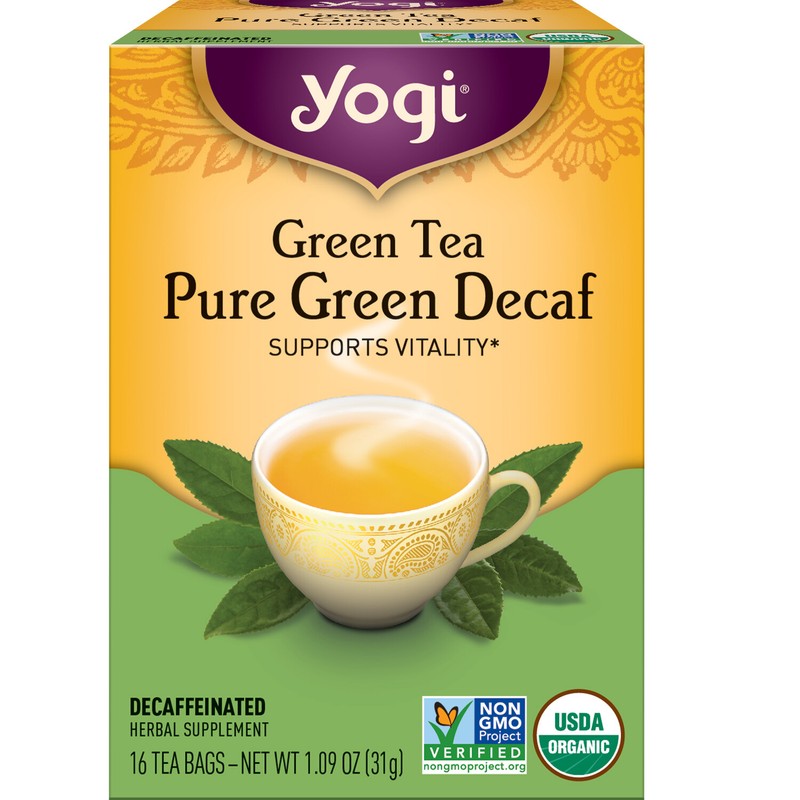 Yogi Tea – Green Tea Pure Green Decaf (4 Pack) Decaffeinated 64 Organic Tea Bags