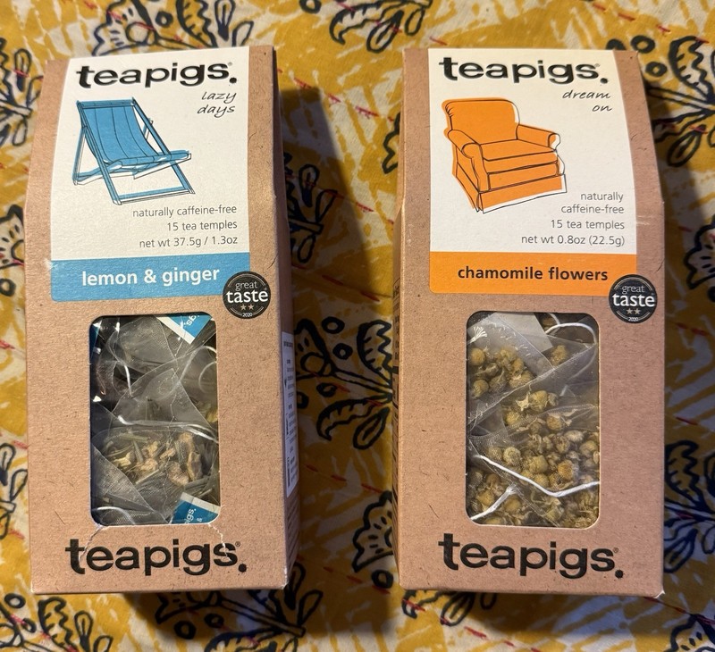 2 Boxes Teapigs Chamomile Flowers, Lemon & Ginger 15 Tea Temples Each