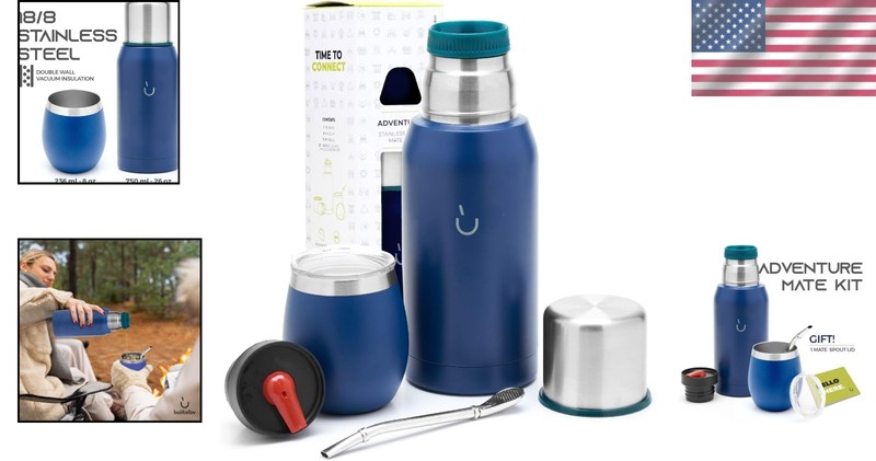 Complete Yerba Mate Kit - Stainless Steel Cup, Straw, Flask gallery