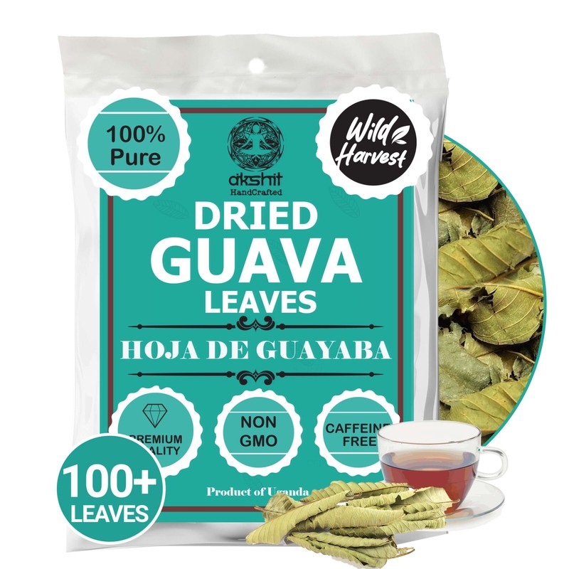 100+ Premium Guava Leaves, Hojas de Guayaba Guayabo, Psidium Guajava, 2.6 Oz