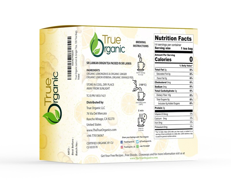 Premium Lemon & Ginger Tea |100 Count Tea Bags | USDA Organic & Kosher Certif... gallery