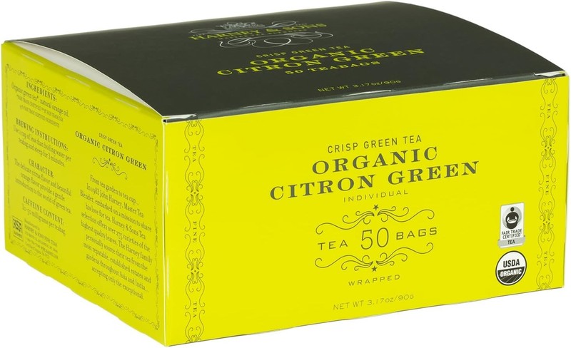 Organic Citron Green Tea, 50 Tea Bags, Individually Wrapped