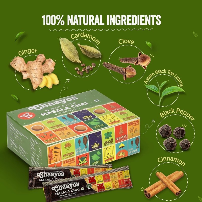 Chaayos Instant Tea Premix - Regular Sugar - Masala Flavour (15 Sachets) gallery