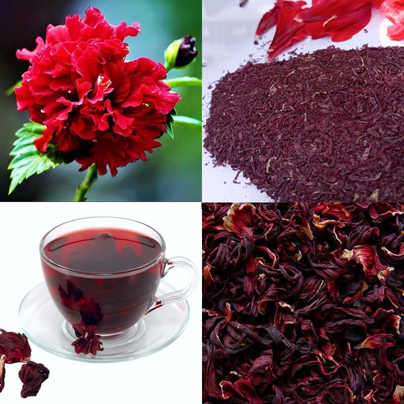 ORGANIC 100% DRIED DOUBLE RED HIBISCUS FLOWERS Ceylon homemade herbal tea 50g