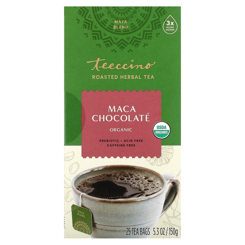 Organic Roasted Herbal Tea, Maca Chocolate, Caffeine Free, 25 Tea Bags, 5.3 oz