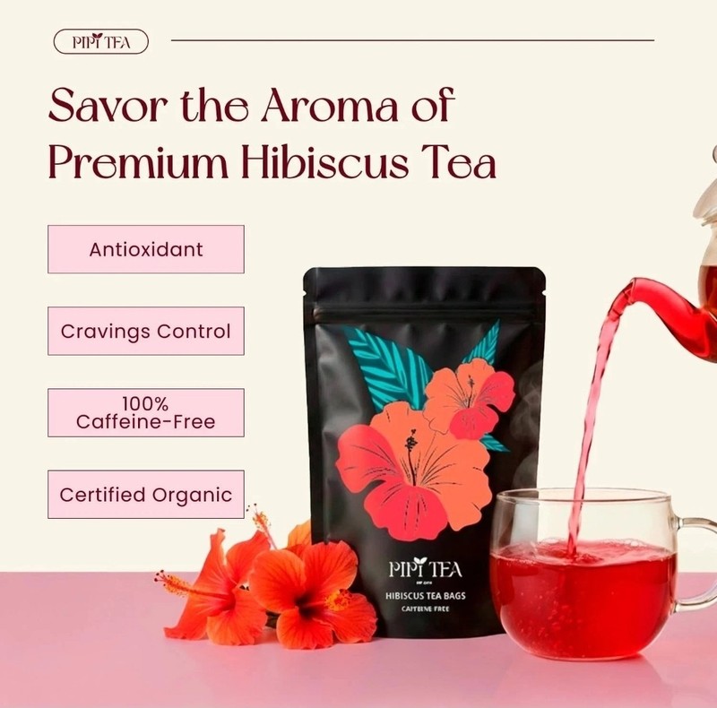 PiPi Tea Organic Hibiscus Tea Bags Caffeine Free Herbal Tea Rich in Antioxi gallery