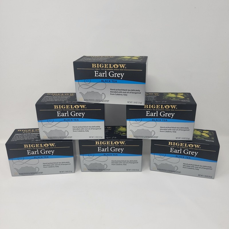 6 Boxes Bigelow Earl Grey Black Tea Bags | 20 Bags Per Box Expires Oct 2028