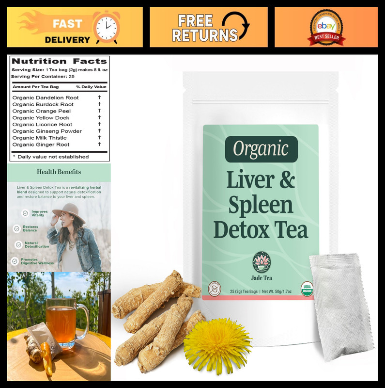 Organic Liver & Spleen Detox Tea – Dandelion, Burdock, Ginger, Orange Peel – Sup