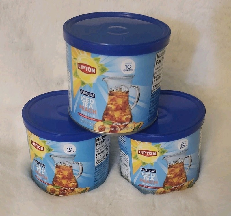 3 X Lipton ZERO SUGAR Peach Iced Tea Mix 2.9 oz Makes 10 Quarts 82g Free Ship
